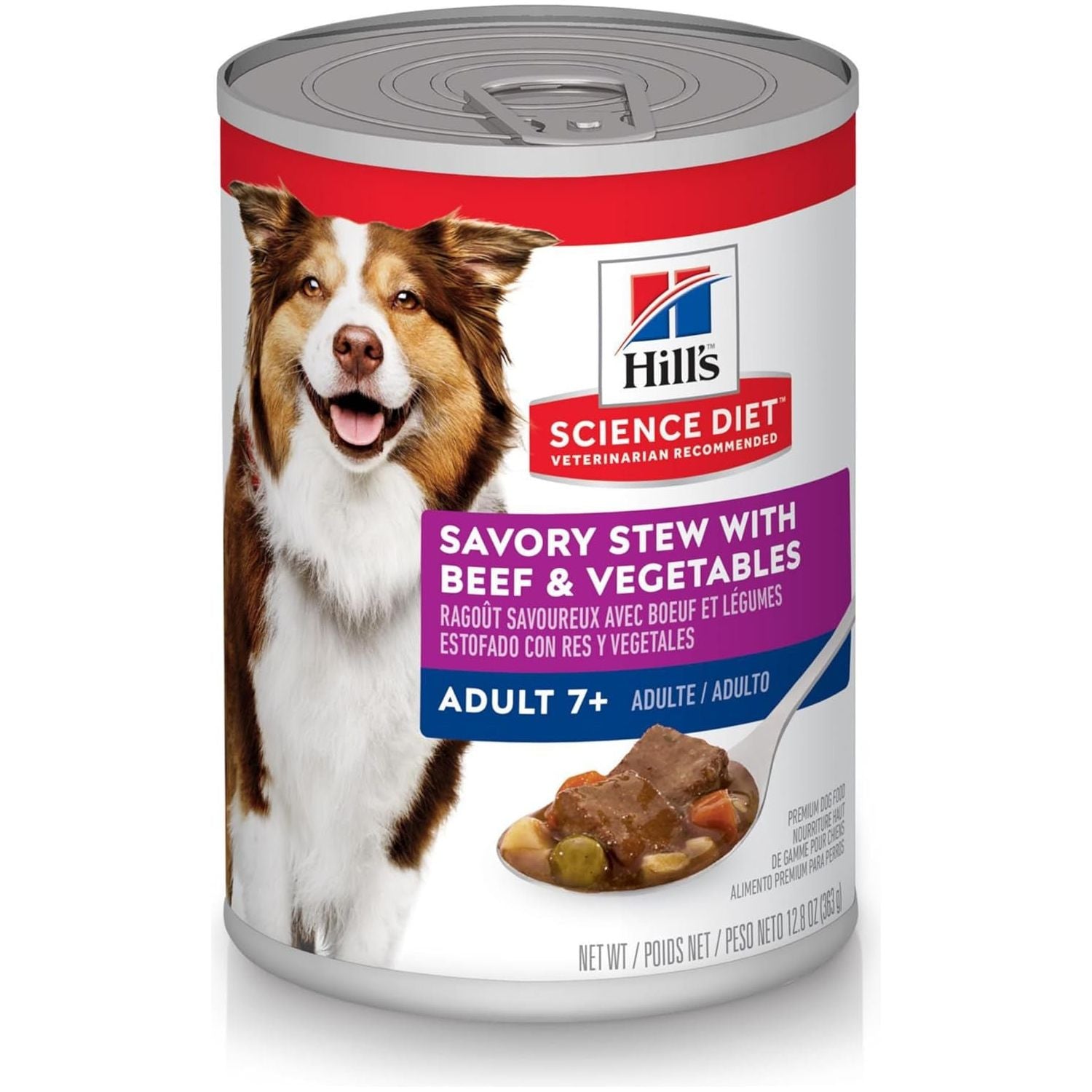 Adult 7+ Savory Stew with Beef and Vegetables Senior Canned Dog Food, 363G, 12 Pack - Paws and Pats
