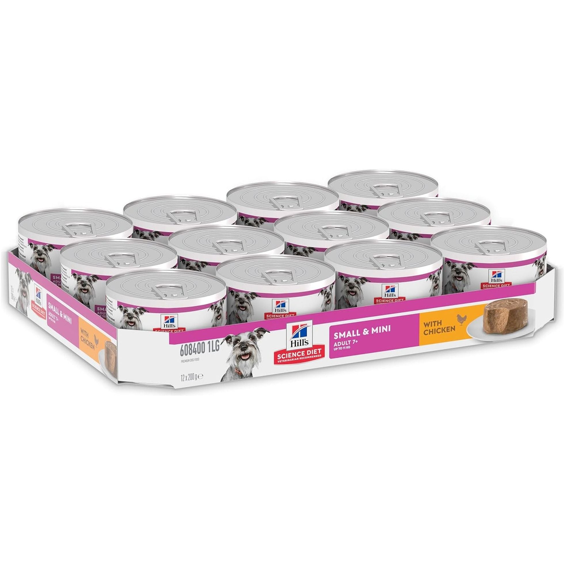Adult 7+ Senior Small & Mini with Chicken Canned Wet Dog Food 12X200G - Paws and Pats