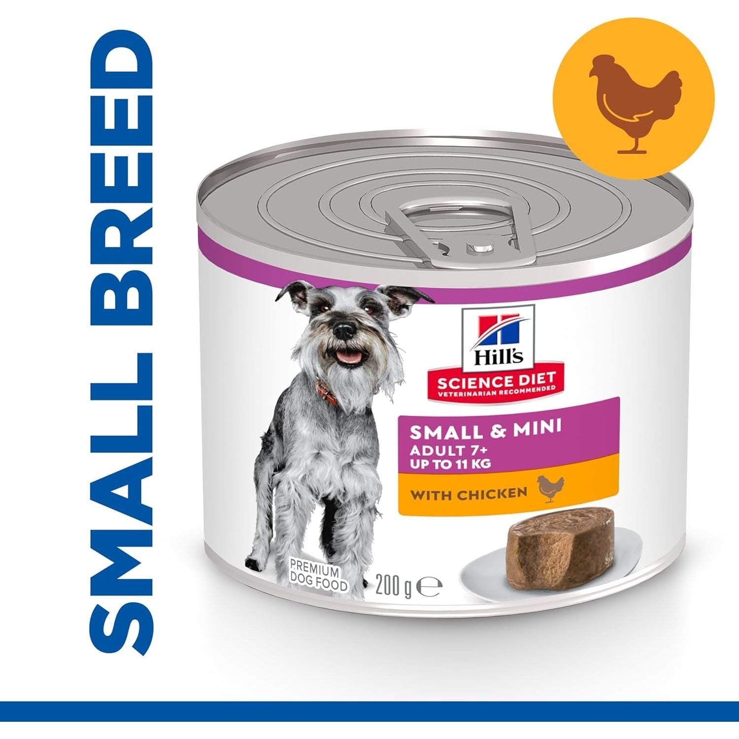 Adult 7+ Senior Small & Mini with Chicken Canned Wet Dog Food 12X200G - Paws and Pats