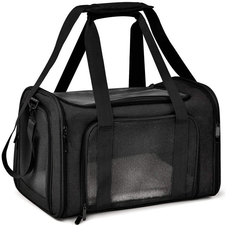 Black Portable Pet Travel Carrier Bag - Foldable, Durable, and Comfortable for Small Dogs & Cats 40cmx25cmx25CM - Paws and PatsPet Care > Coops & Hutches > Small Animal Habitats & Cages