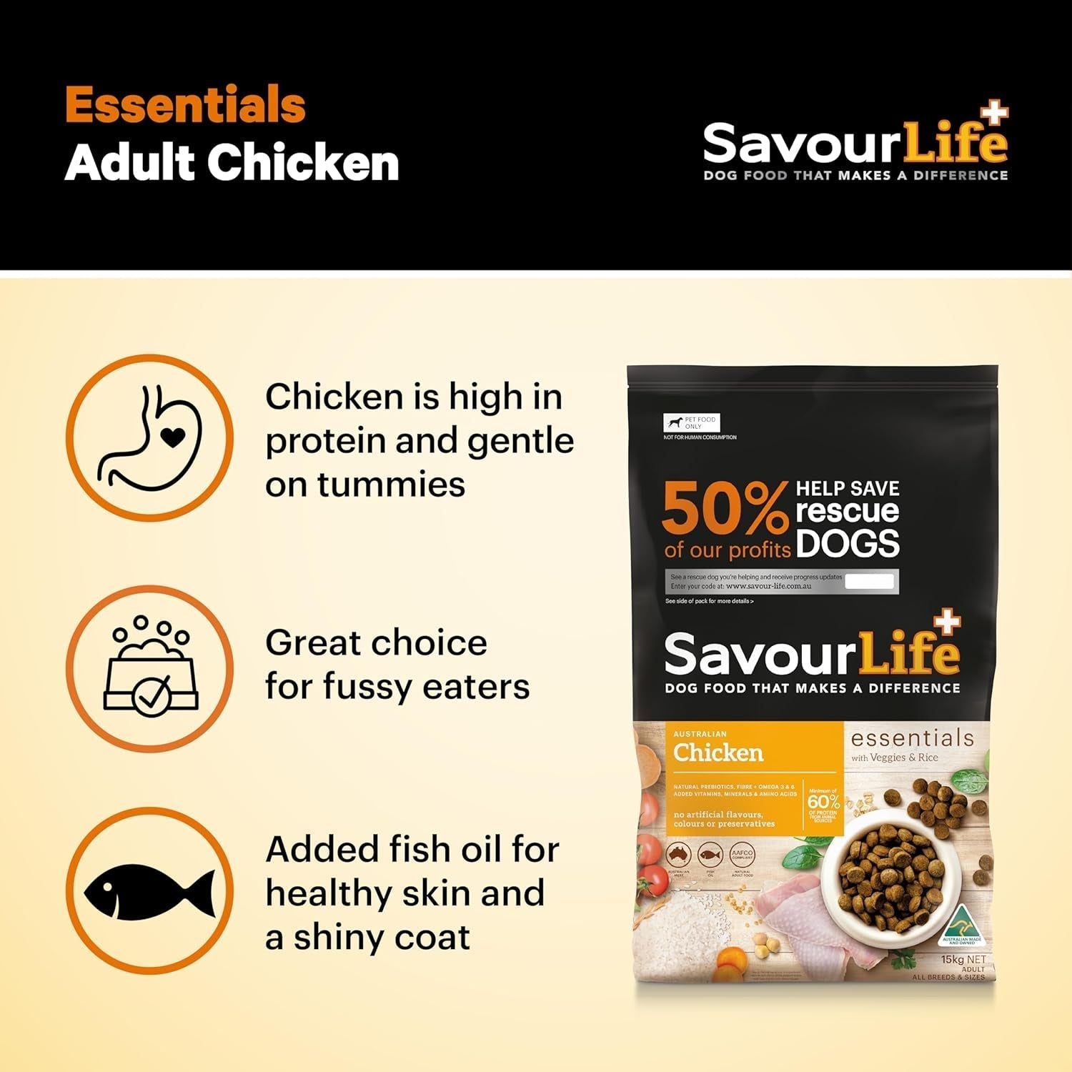 Essentials Chicken Adult Dog Food 3Kg - Paws and Pats