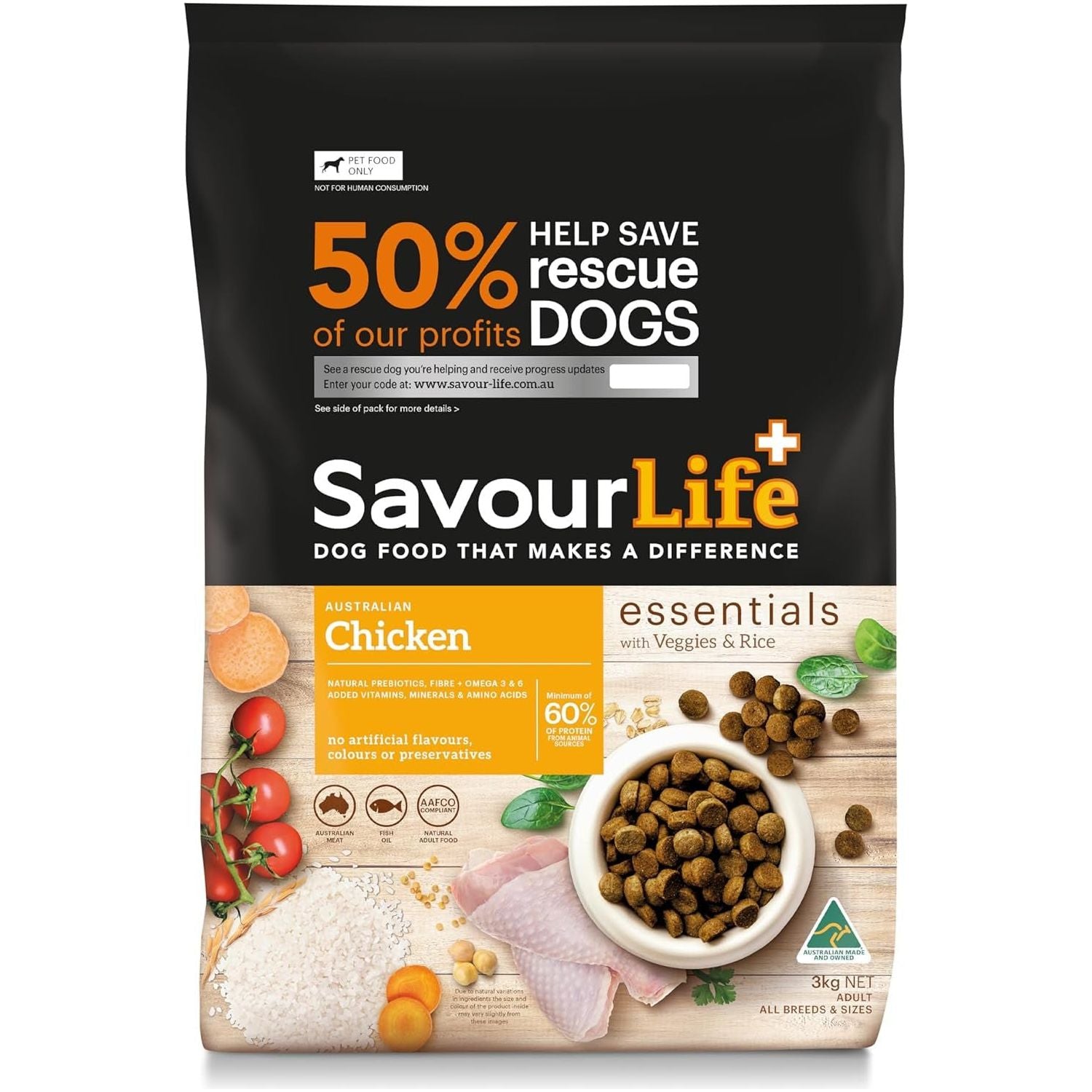 Essentials Chicken Adult Dog Food 3Kg - Paws and Pats