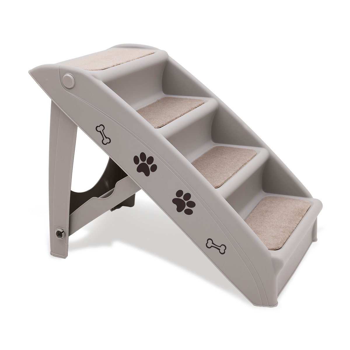 Furtastic Foldable Pet Stairs in Grey - 50cm Dog Ladder Cat Ramp with Non - Slip Mat for Indoor and Outdoor Use - Paws and PatsPet Care > Dog Supplies > Dog Steps & Ramps