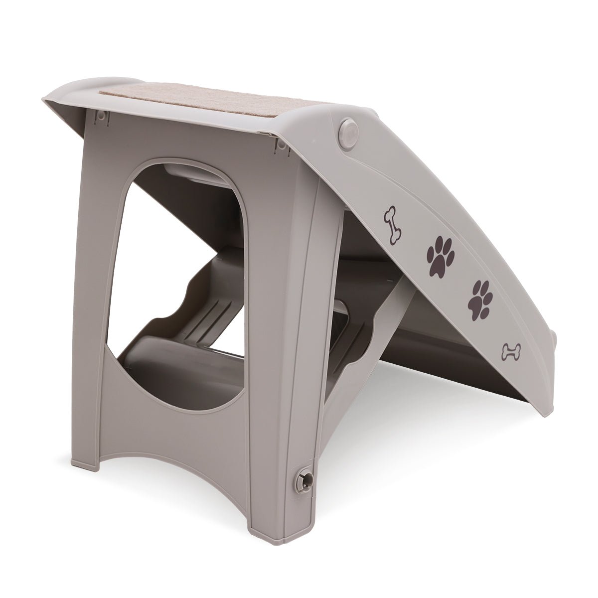 Furtastic Foldable Pet Stairs in Grey - 50cm Dog Ladder Cat Ramp with Non - Slip Mat for Indoor and Outdoor Use - Paws and PatsPet Care > Dog Supplies > Dog Steps & Ramps