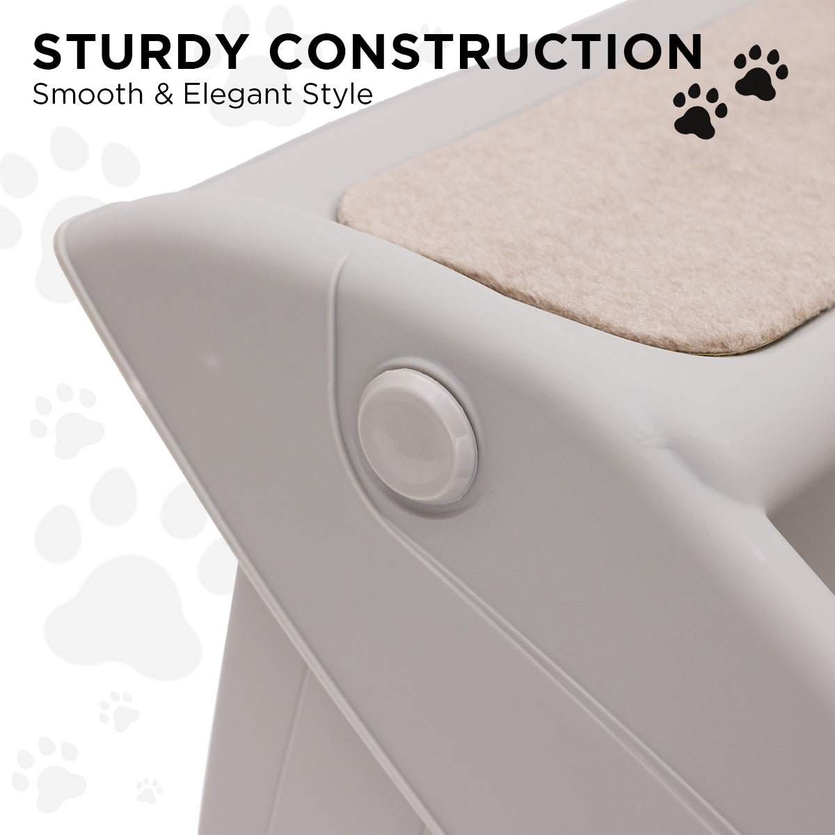Furtastic Foldable Pet Stairs in Grey - 50cm Dog Ladder Cat Ramp with Non - Slip Mat for Indoor and Outdoor Use - Paws and PatsPet Care > Dog Supplies > Dog Steps & Ramps