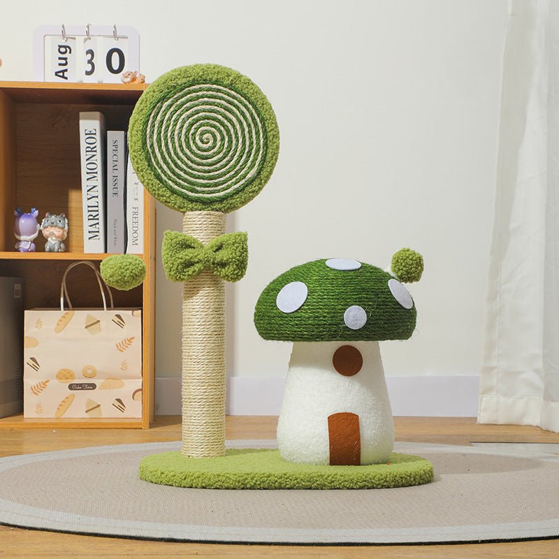 Green Durable Mushroom Cat Scratching Post - Anti - Slip, No Debris Cat Scratch Pad with Sofa Protection for Small Cats - Paws and PatsPet Care > Cat Supplies > Cat Scratching Posts