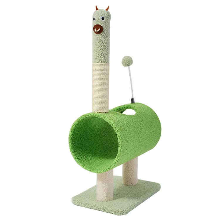 Interactive Cat Tunnel & Scratching Post with Spring Toy - Cozy Playtime for Kittens green 35*23*71cm - Paws and PatsPet Care > Cat Supplies > Cat Furniture