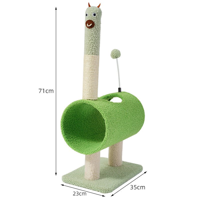 Interactive Cat Tunnel & Scratching Post with Spring Toy - Cozy Playtime for Kittens green 35*23*71cm - Paws and PatsPet Care > Cat Supplies > Cat Furniture