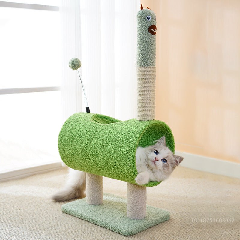 Interactive Cat Tunnel & Scratching Post with Spring Toy - Cozy Playtime for Kittens green 35*23*71cm - Paws and PatsPet Care > Cat Supplies > Cat Furniture