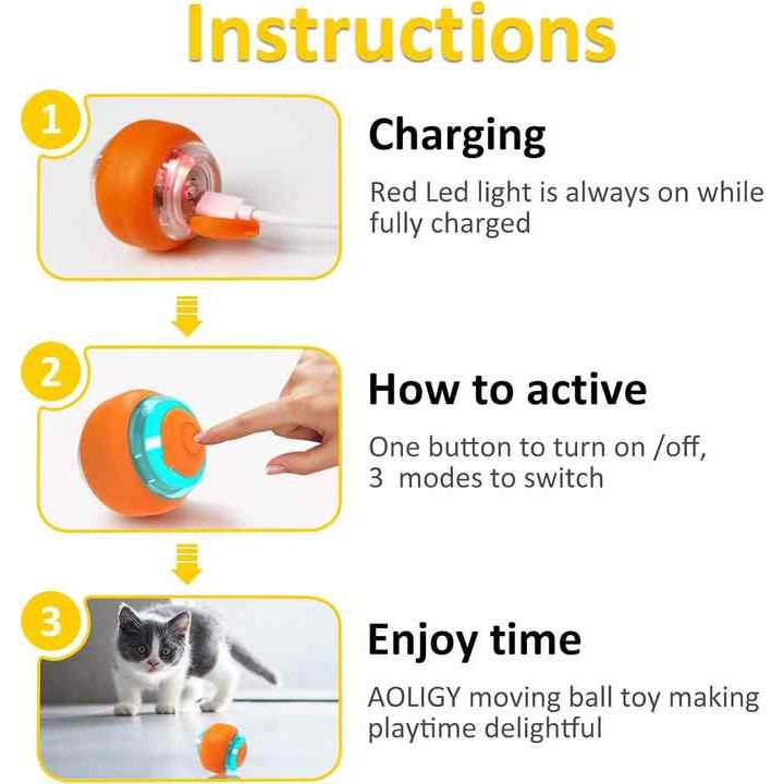 Interactive Electric Cat Toy Ball – Rechargeable Smart Rolling Pet Ball - Paws and PatsPet Care > Toys > Cat Toys