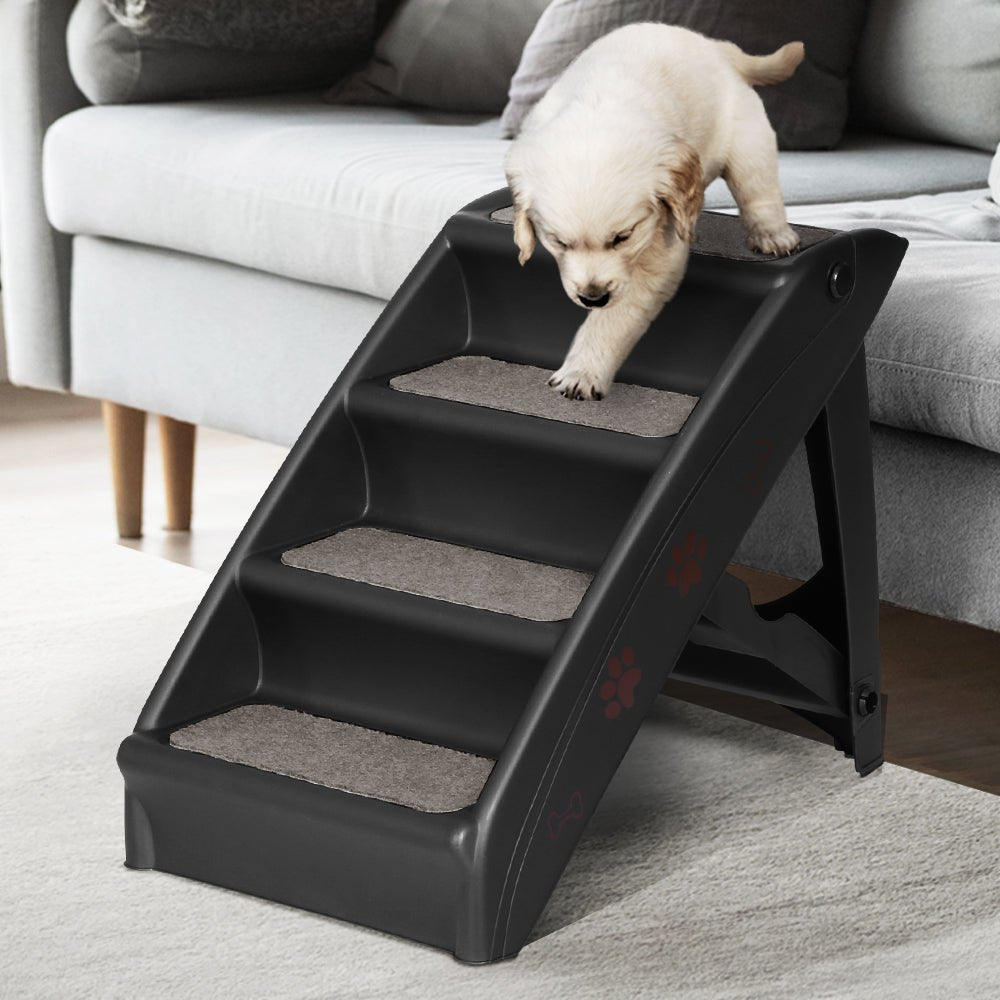i.Pet Dog Ramp Steps For Bed Sofa Car Pet Stairs Ladder Portable Foldable Black - Paws and PatsPet Care > Dog Supplies > Dog Steps & Ramps