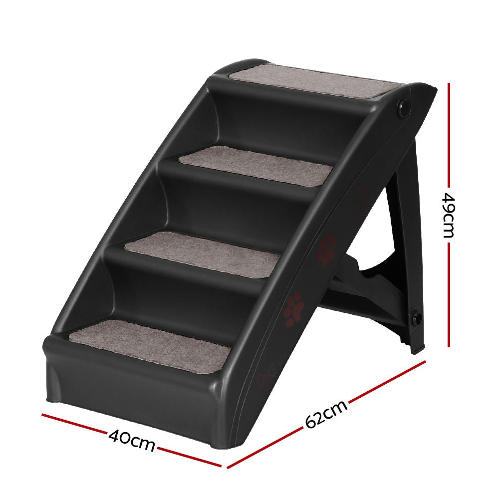 i.Pet Dog Ramp Steps For Bed Sofa Car Pet Stairs Ladder Portable Foldable Black - Paws and PatsPet Care > Dog Supplies > Dog Steps & Ramps