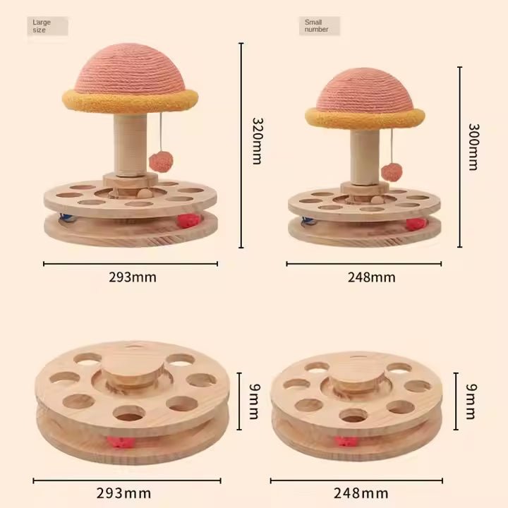 Large Pink Interactive Cat Scratching Post with Ball Track – Fun Mushroom - Shaped Cat Toy for Play, Scratching, and Entertainment - Paws and PatsPet Care > Toys > Cat Toys