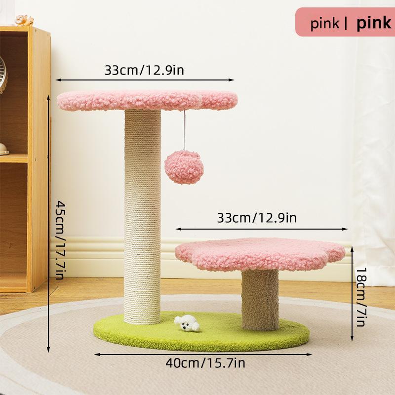 Pink Compact Cat Climbing Frame with Dual - Level Sisal Posts and Playful Design – Perfect for Scratching and Jumping - Paws and PatsPet Care > Cat Supplies > Cat Scratching Posts