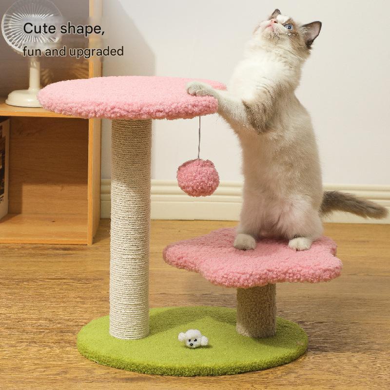 Pink Compact Cat Climbing Frame with Dual - Level Sisal Posts and Playful Design – Perfect for Scratching and Jumping - Paws and PatsPet Care > Cat Supplies > Cat Scratching Posts