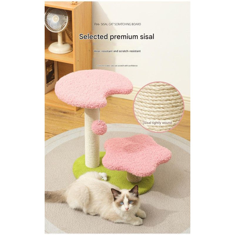 Pink Compact Cat Climbing Frame with Dual - Level Sisal Posts and Playful Design – Perfect for Scratching and Jumping - Paws and PatsPet Care > Cat Supplies > Cat Scratching Posts