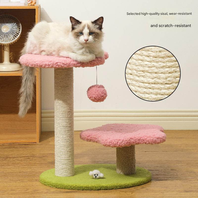 Pink Compact Cat Climbing Frame with Dual - Level Sisal Posts and Playful Design – Perfect for Scratching and Jumping - Paws and PatsPet Care > Cat Supplies > Cat Scratching Posts