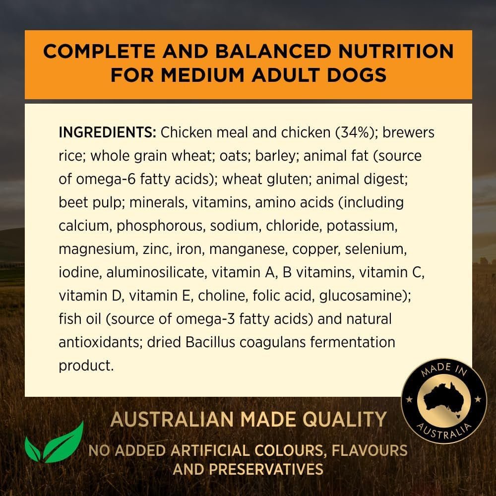 PRO PLAN Adult Dry Dog Food Medium Breed Chicken 15Kg - Paws and Pats