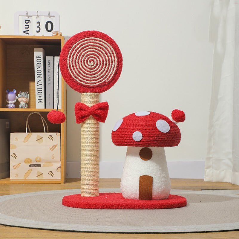 Red Durable Mushroom Cat Scratching Post - Anti - Slip, No Debris Cat Scratch Pad with Sofa Protection for Small Cats - Paws and PatsPet Care > Cat Supplies > Cat Scratching Posts