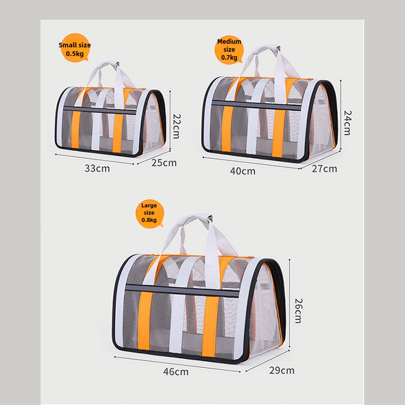 Size M Blue And White Foldable Pet Carrier Bag - Lightweight, Breathable, and Spacious for All Seasons - Paws and PatsPet Care > Cat Supplies > Cat Carriers & Crates