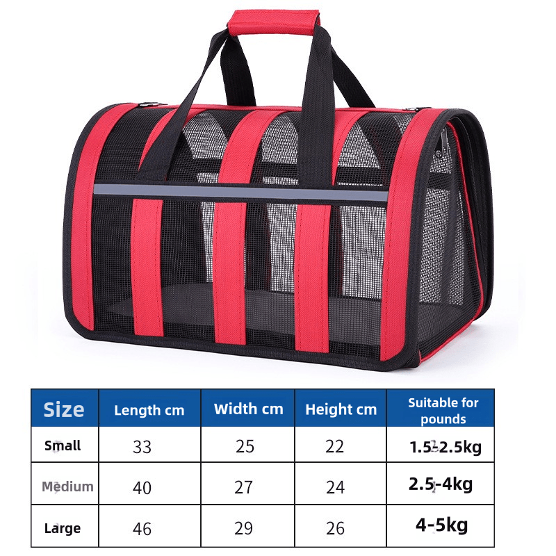Size M Blue And White Foldable Pet Carrier Bag - Lightweight, Breathable, and Spacious for All Seasons - Paws and PatsPet Care > Cat Supplies > Cat Carriers & Crates