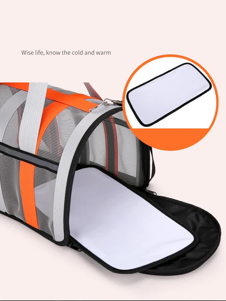 Size M Blue And White Foldable Pet Carrier Bag - Lightweight, Breathable, and Spacious for All Seasons - Paws and PatsPet Care > Cat Supplies > Cat Carriers & Crates