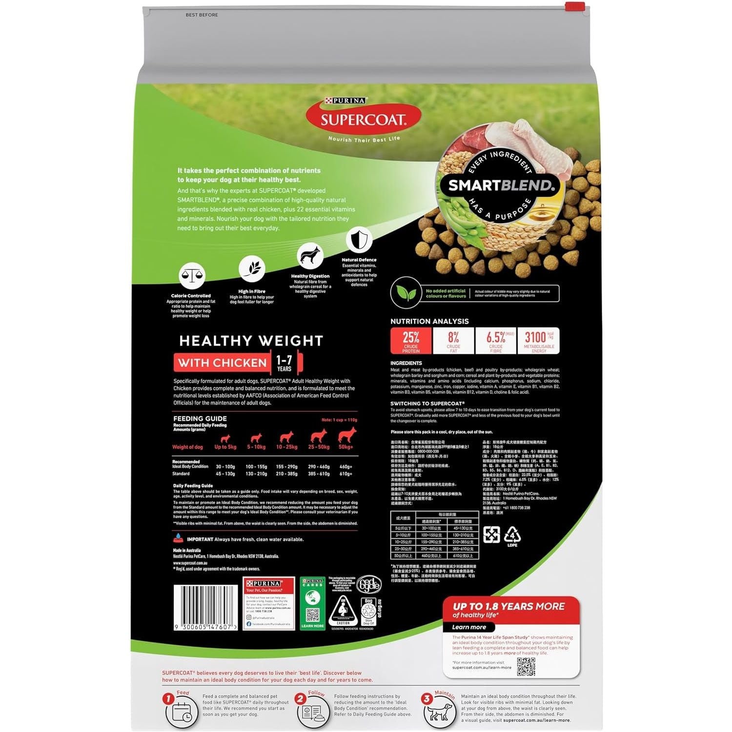 SUPERCOAT SMARTBLEND Adult Dry Dog Food Chicken 18Kg - Paws and Pats
