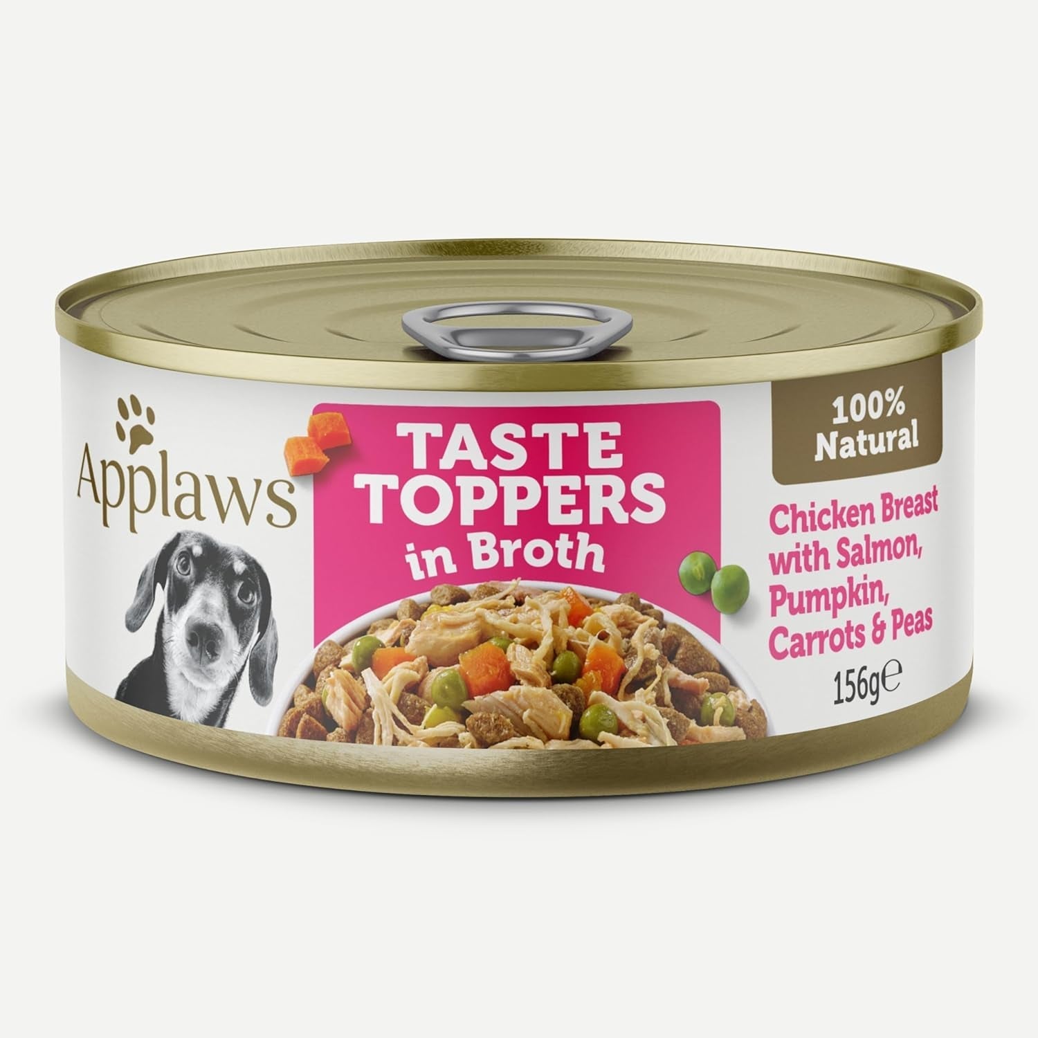 Taste Toppers 100% Natural Wet Dog Food Chicken Breast with Salmon & Vegetables in Broth Tin 156G (Pack of 16), Limited Ingredients Pet Food - Paws and Pats