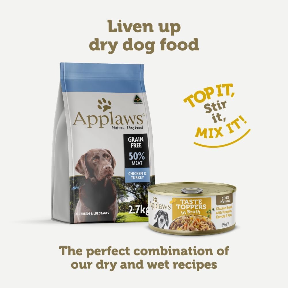 Taste Toppers 100% Natural Wet Dog Food Chicken Breast with Vegetables in Broth Tin 156G (Pack of 16), Limited Ingredients Pet Food - Paws and Pats