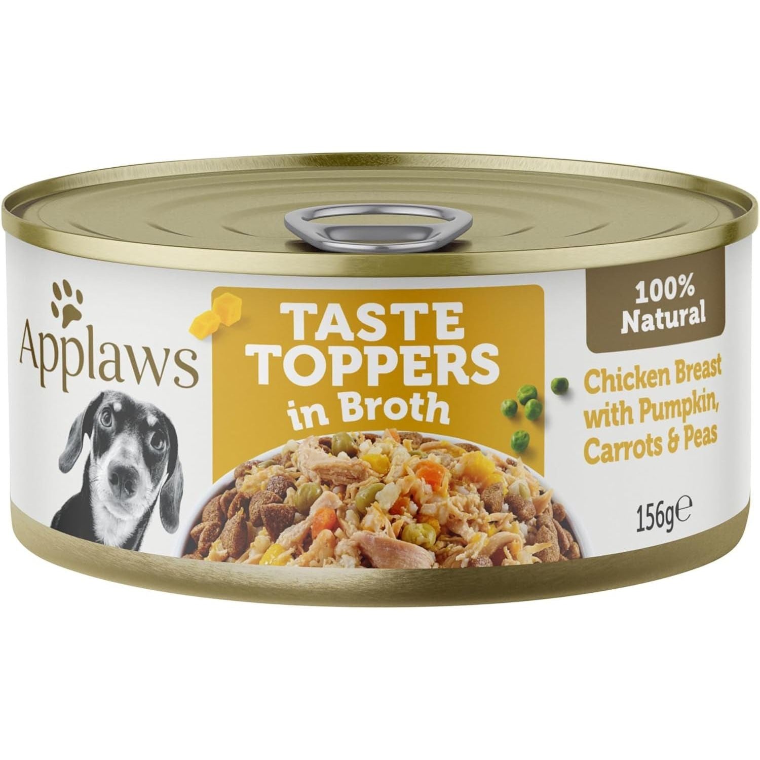 Taste Toppers 100% Natural Wet Dog Food Chicken Breast with Vegetables in Broth Tin 156G (Pack of 16), Limited Ingredients Pet Food - Paws and Pats