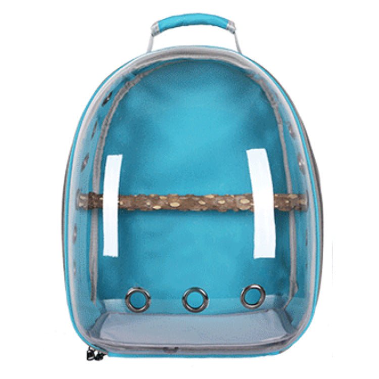 Teal Stylish Transparent PVC Pet Carrier Backpack - Large Capacity, Multi - Use for Birds & Cats(Including Wooden Stick) - Paws and PatsPet Care > Bird > Bird Cages & Stands
