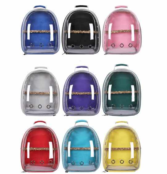 Teal Stylish Transparent PVC Pet Carrier Backpack - Large Capacity, Multi - Use for Birds & Cats(Including Wooden Stick) - Paws and PatsPet Care > Bird > Bird Cages & Stands