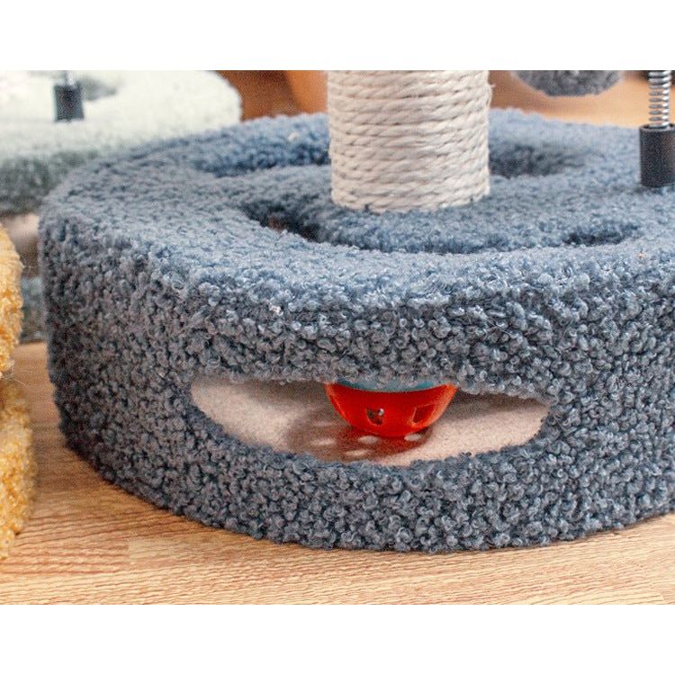 Blue Bold Flower Cat Scratching Post - Interactive Plush & Sisal Cat Toy with Teaser Balls